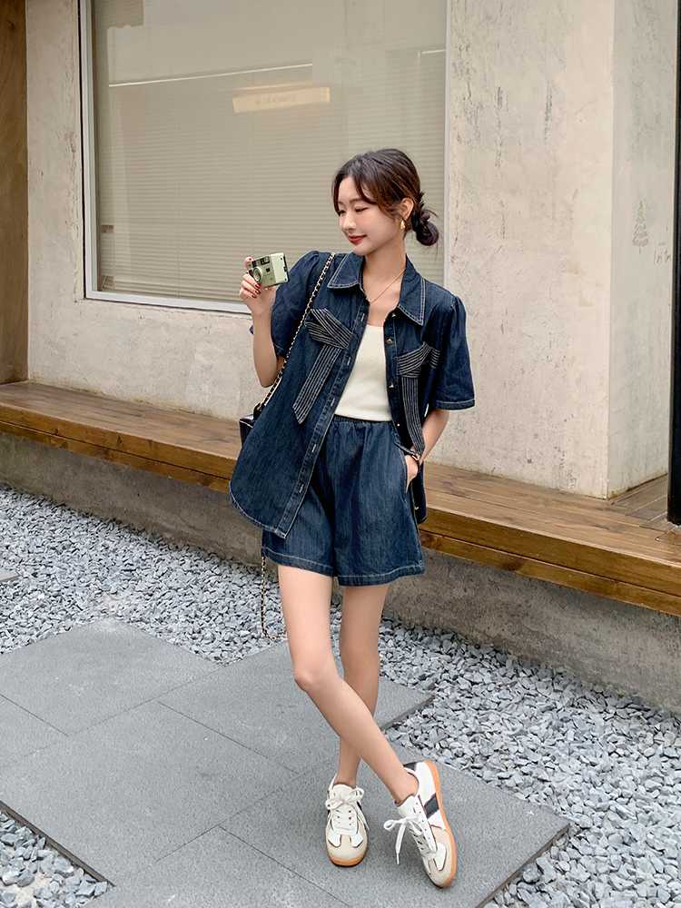 デニムセットアップ リボンステッチ デニムセットアップ