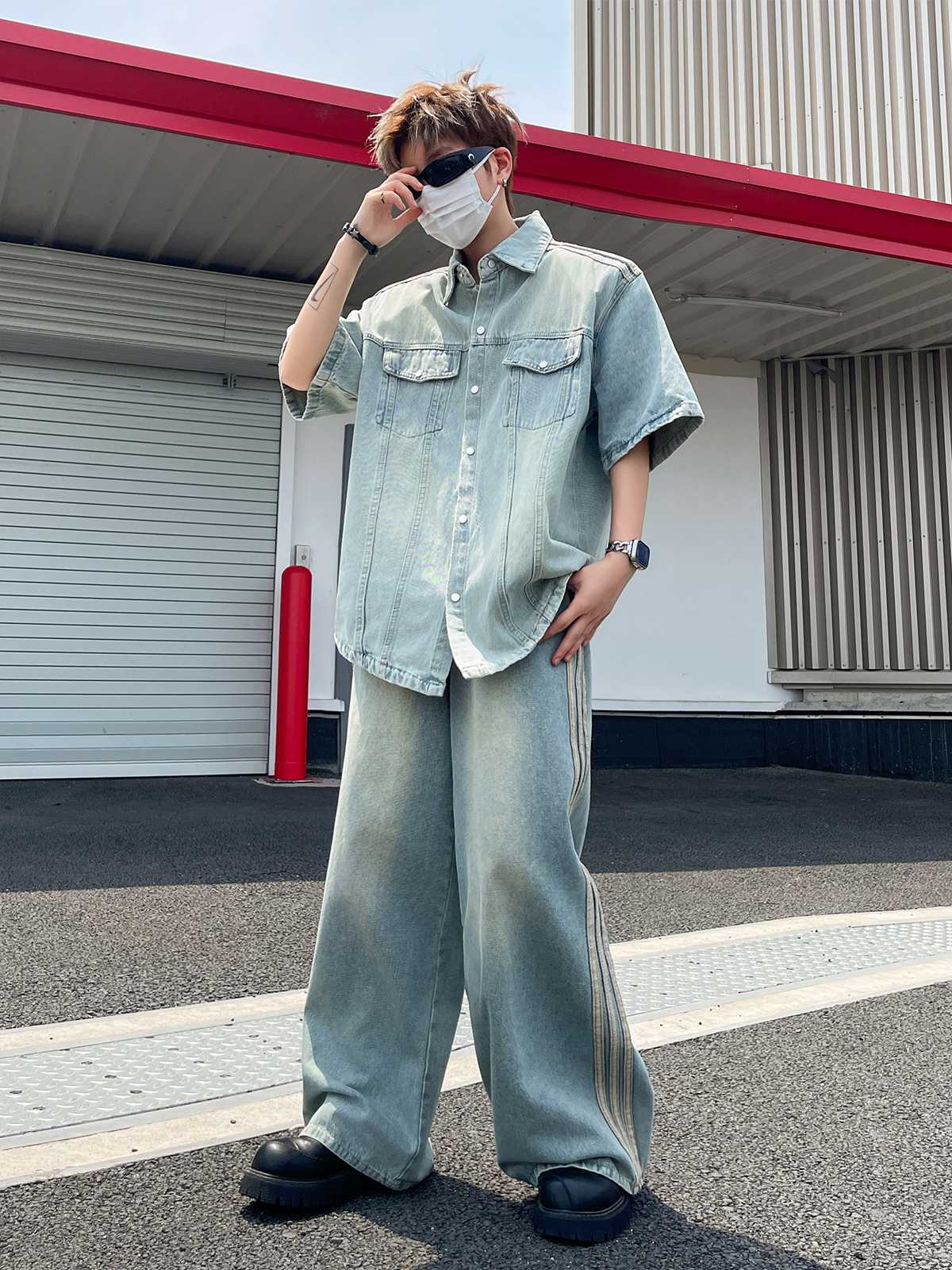 デニムセットアップ ゆったりワイドデニムセットアップ