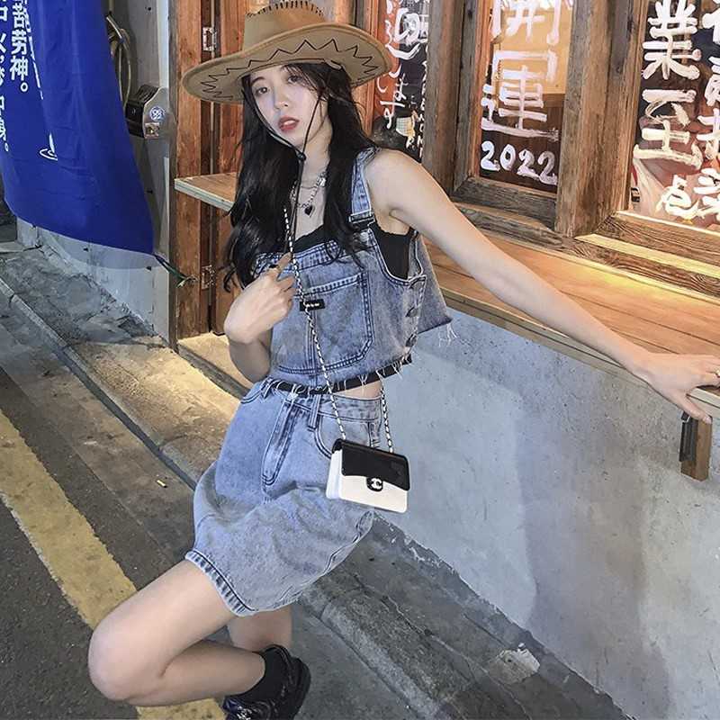 デニムセットアップ 裾フリンジ ビスチェ＆スカートセット