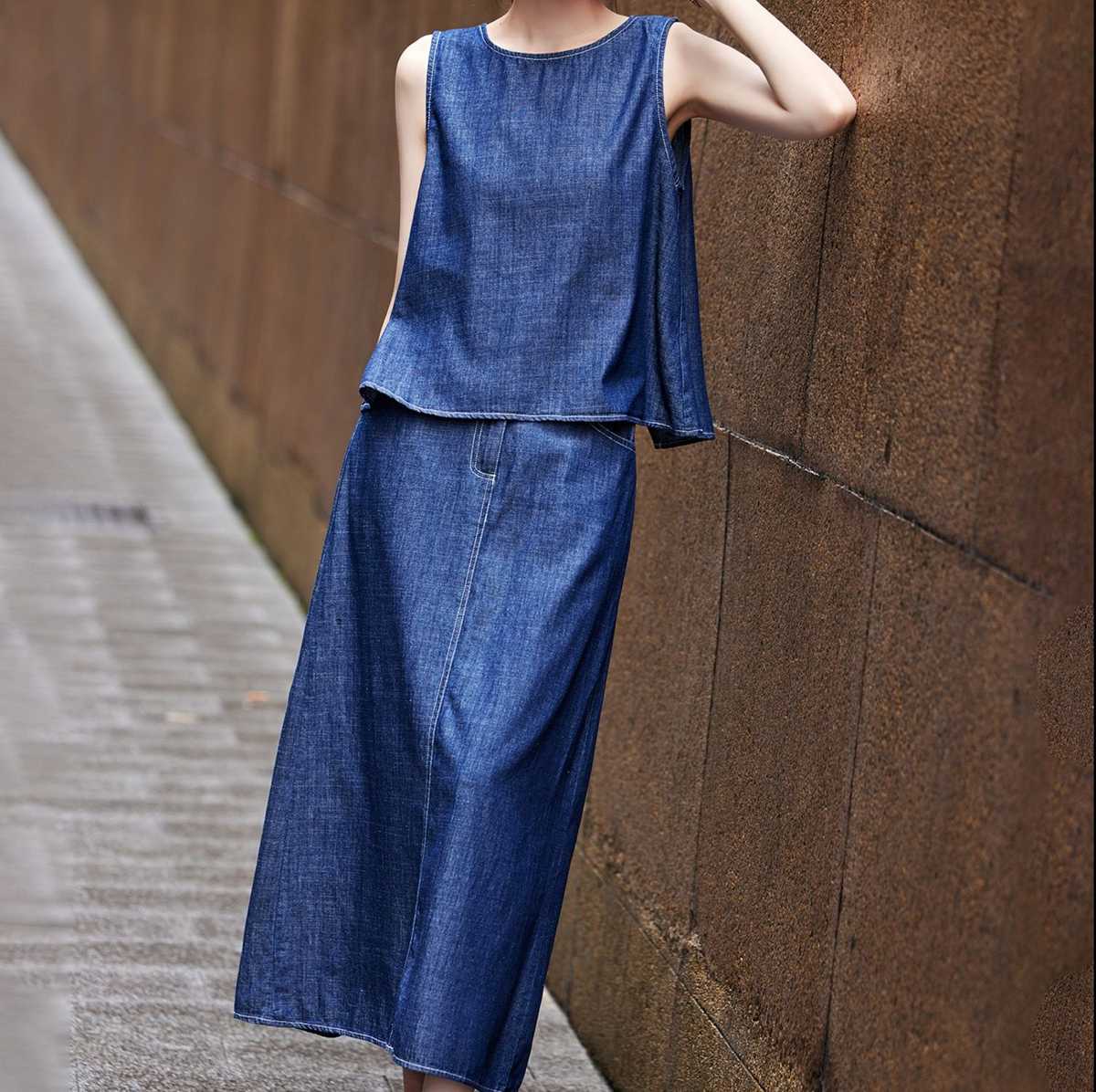 デニムセットアップ 風合い豊かなデニム長身セット