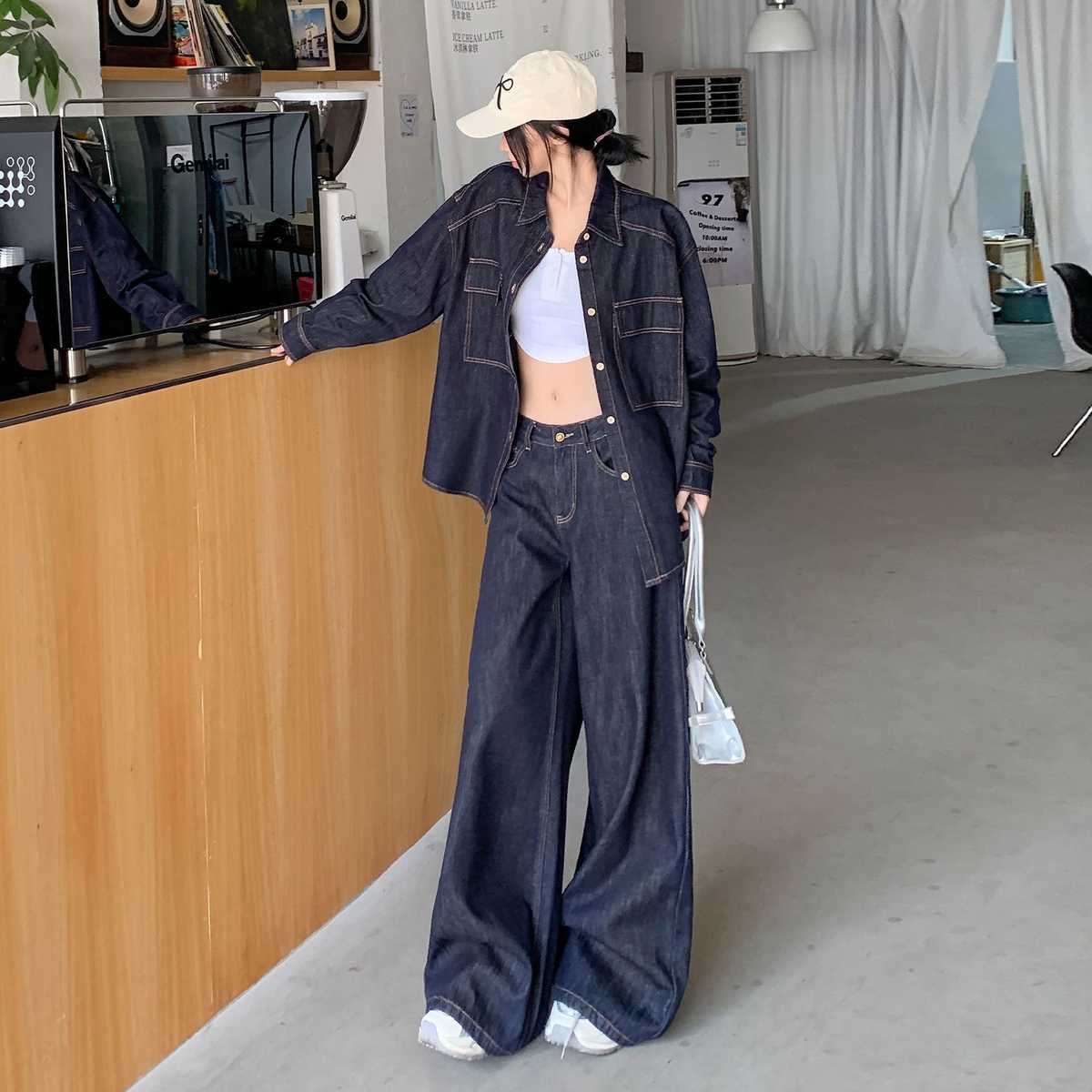 デニムセットアップ ゆったりビッグシルエット上下セット
