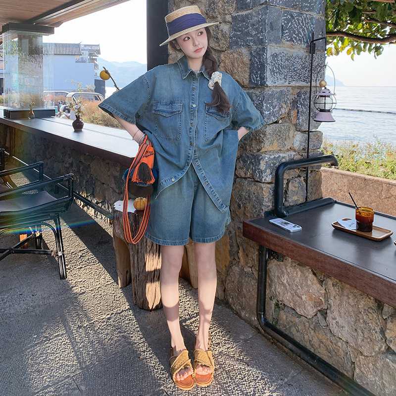 デニムセットアップ リラックス海辺シャツセットアップ