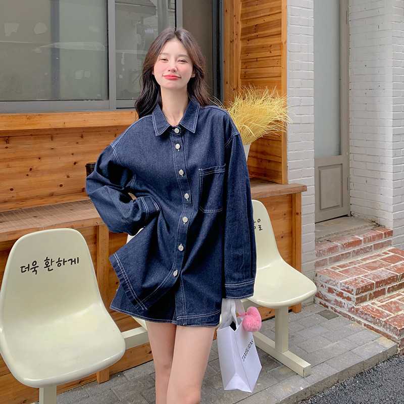 デニムセットアップ ゆったりシルエットデニムシャツセット