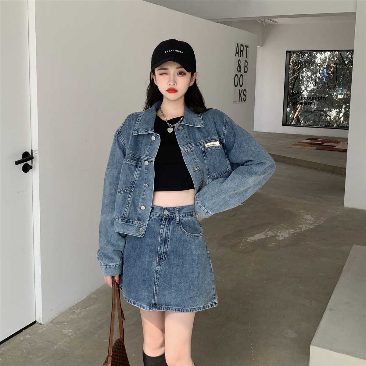 デニムセットアップ クラシカルミニスカートセット