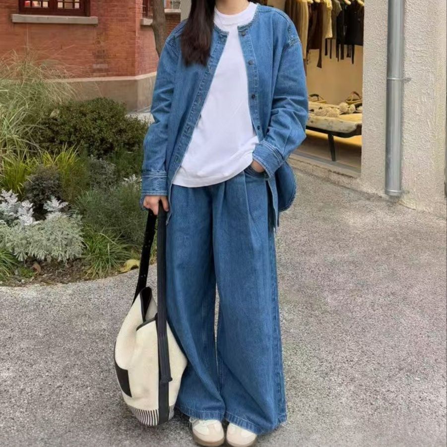 デニムセットアップ ゆったりシルエット デニム上下セット