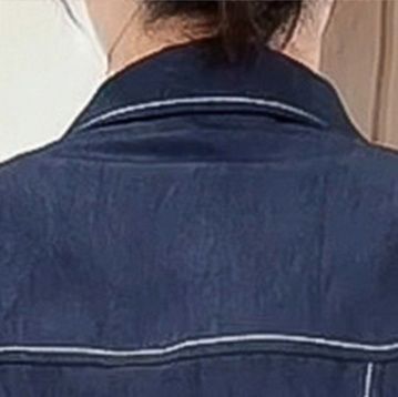 デニムセットアップ 七分袖ジージャンとワイドパンツの上下セットアップ