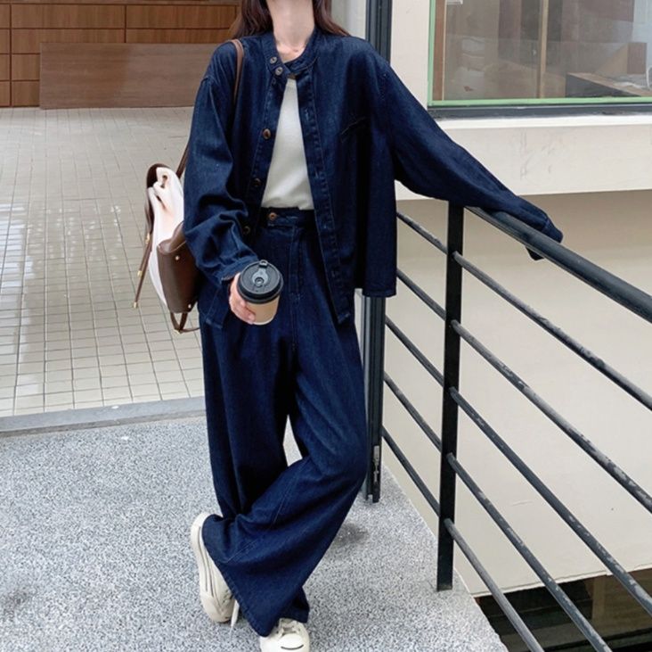 デニムセットアップ ゆったりシルエットの上下セット