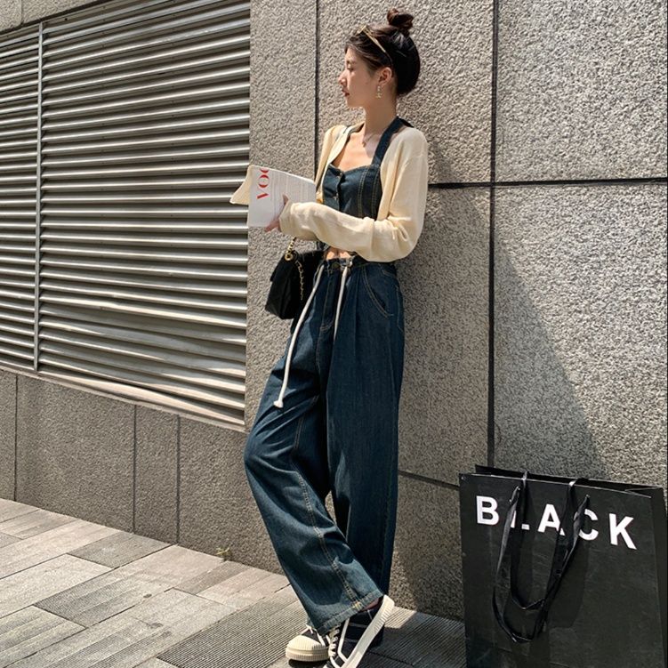 デニムセットアップ デニムビスチェ×ワイドパンツセット