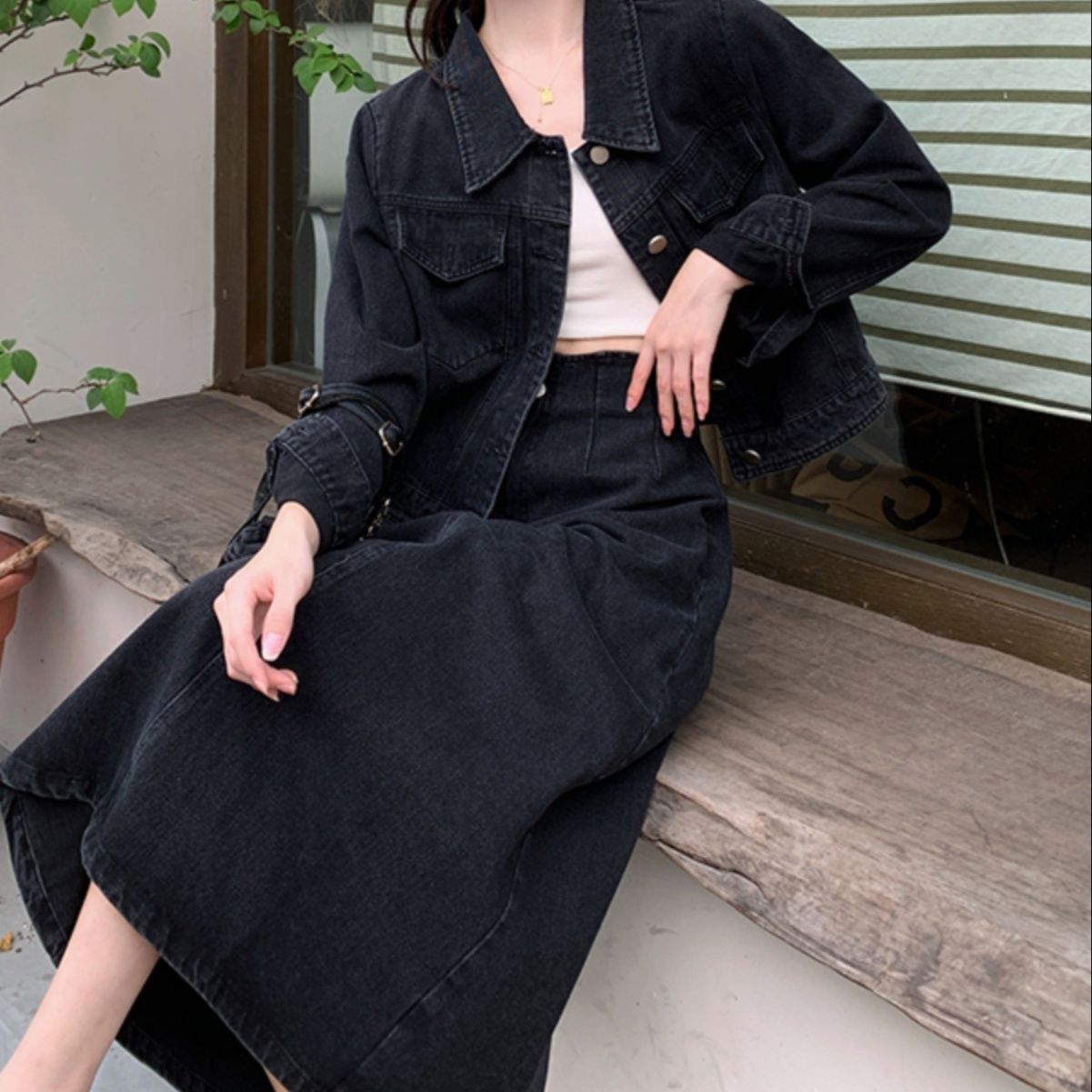 デニムセットアップ ゆったりシルエット デニム上下セット