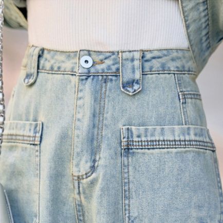 デニムセットアップ ゆったりシルエット ジージャンとワイドパンツの二点組