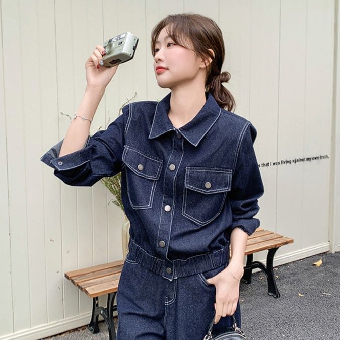 デニムセットアップ クラシックデニムジャケット＆ワイドパンツセット