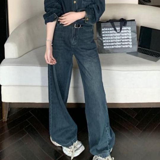 デニムセットアップ 上質デニムワイドパンツスタイルセット
