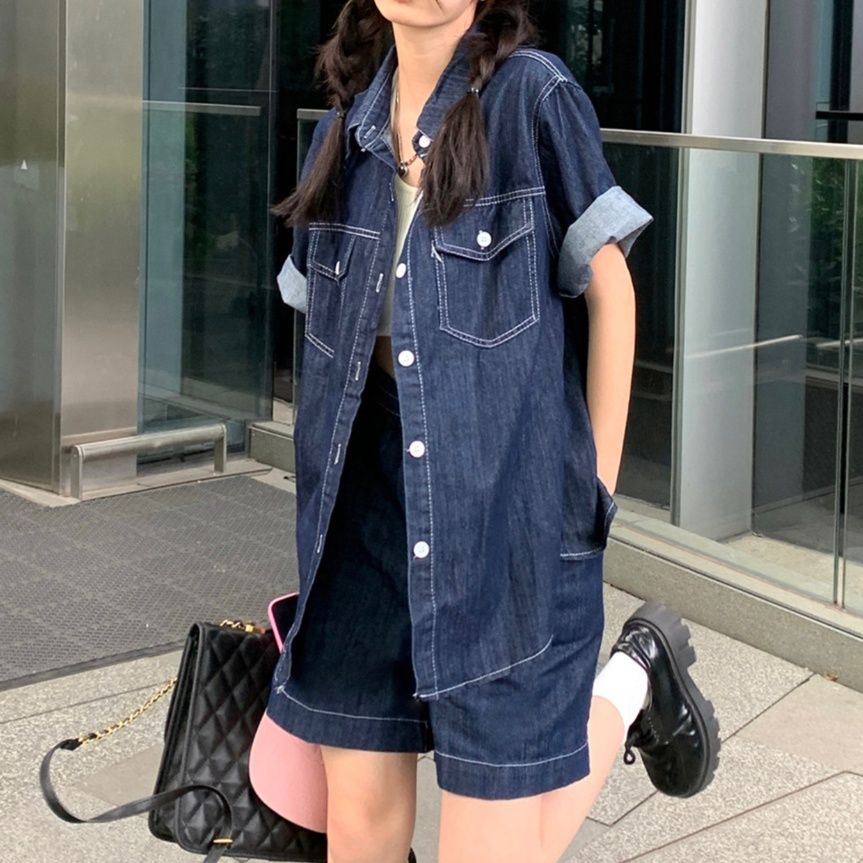 デニムセットアップ ゆったりシルエット デニムシャツセット