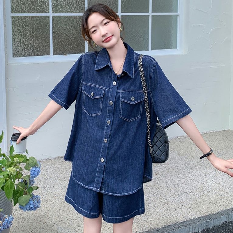 デニムセットアップ ゆったりシルエット デニムシャツセット