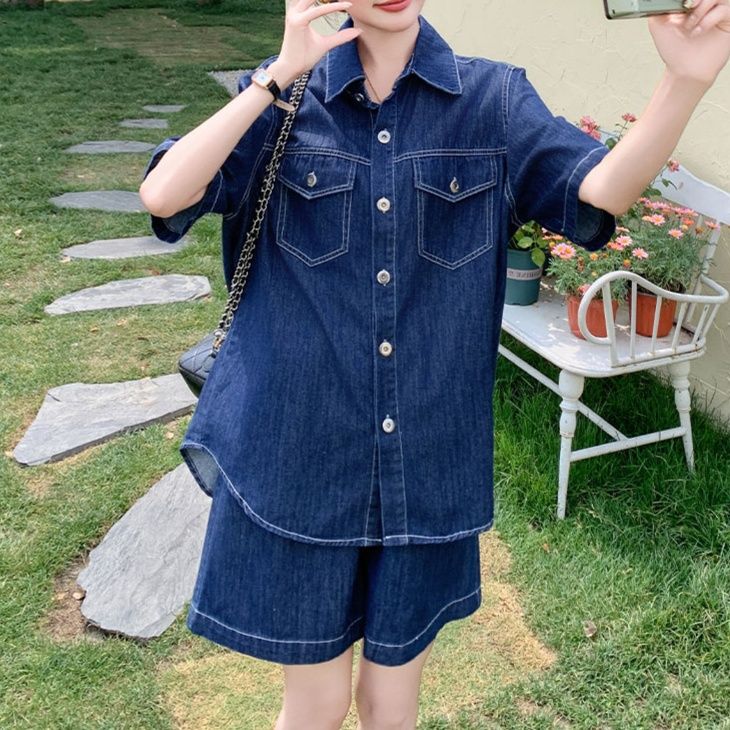 デニムセットアップ ゆったりシルエット デニムシャツセット