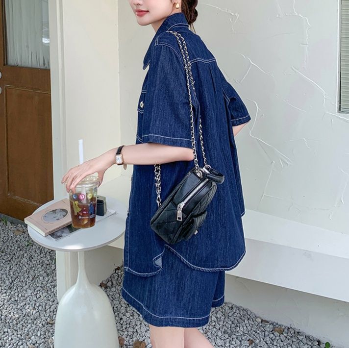 デニムセットアップ ゆったりシルエット デニムシャツセット
