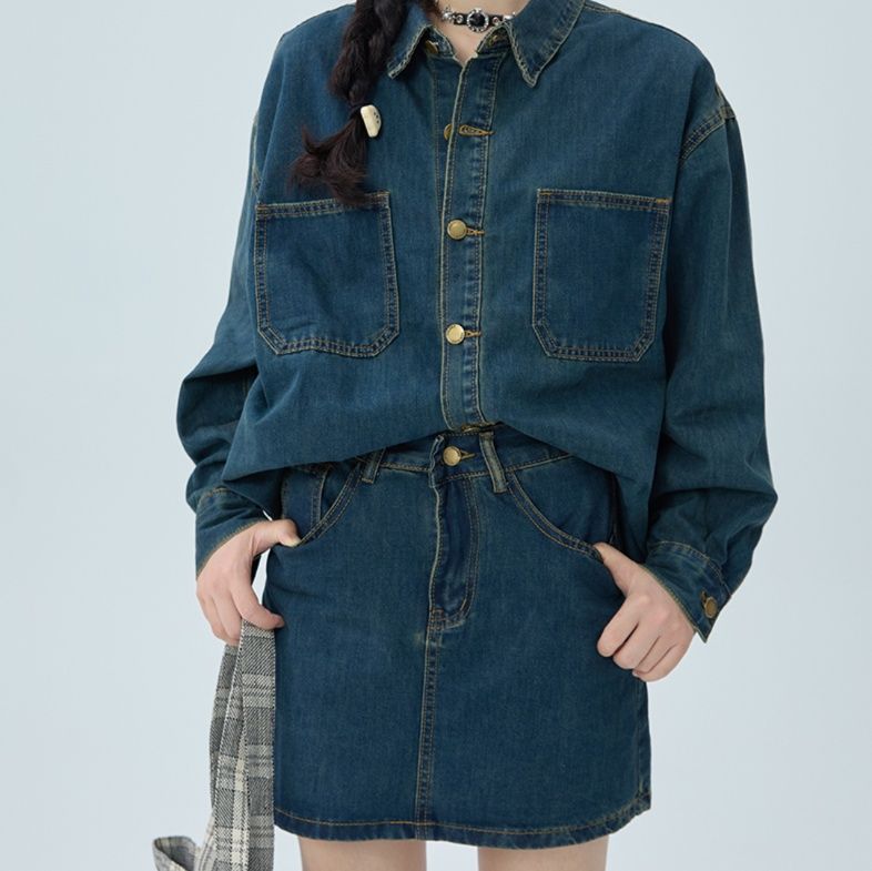 デニムセットアップ ゆったりシルエット デニムセットアップ