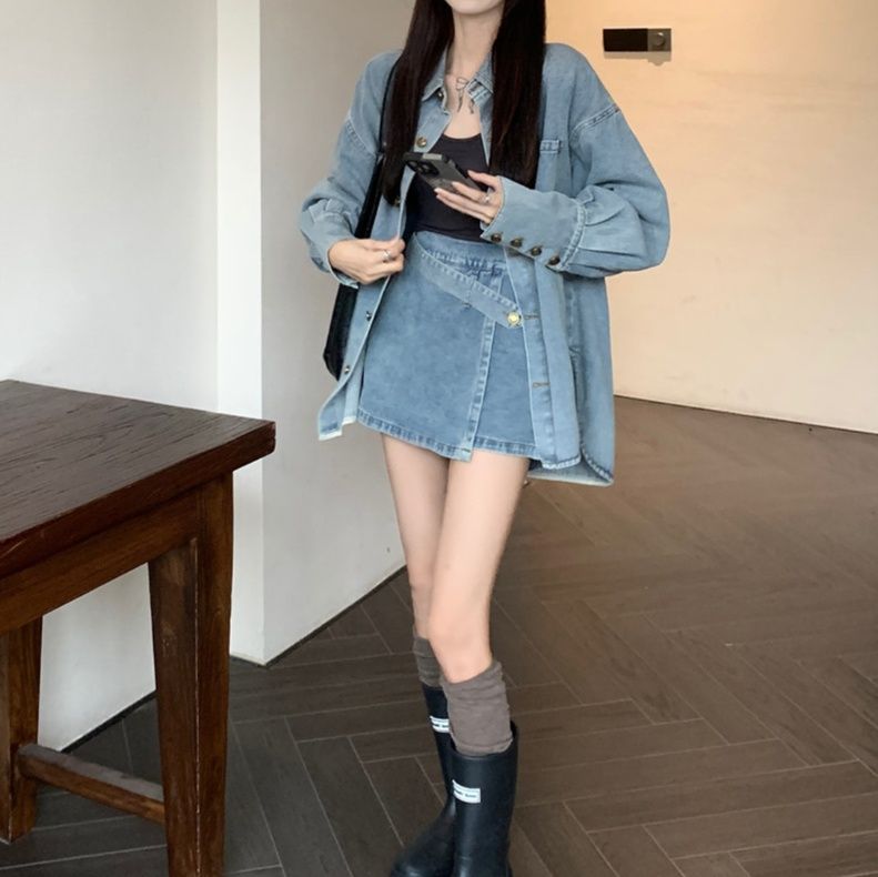 デニムセットアップ ゆったりシルエット デニムセットアップ