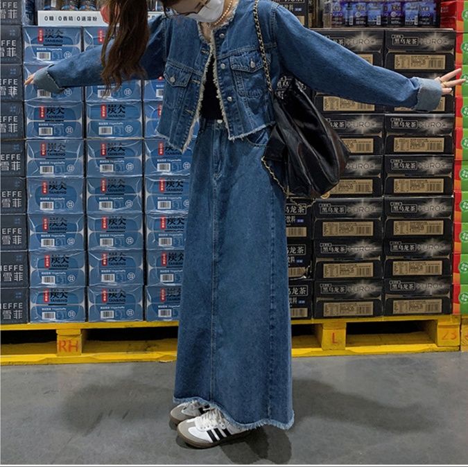 デニムセットアップ こなれ感デニムジャケットスカートセット