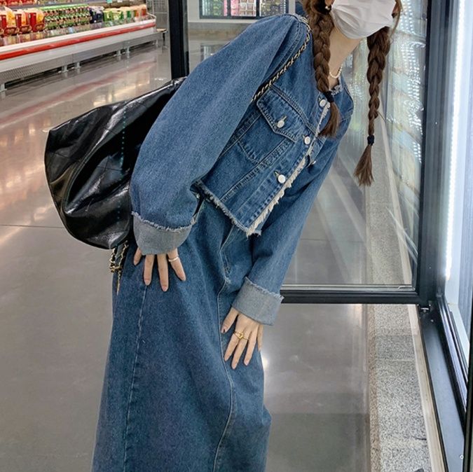 デニムセットアップ こなれ感デニムジャケットスカートセット