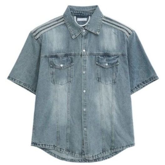 デニムセットアップ ゆったり半袖デニムセットアップ