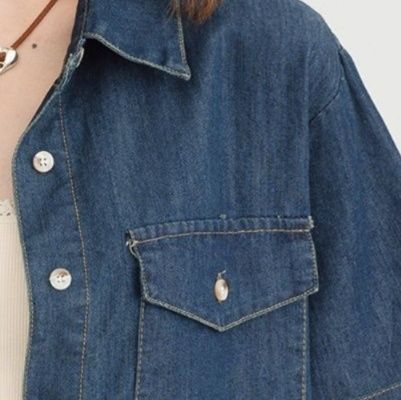 デニムセットアップ 半袖シャツとプリーツスカートのセット
