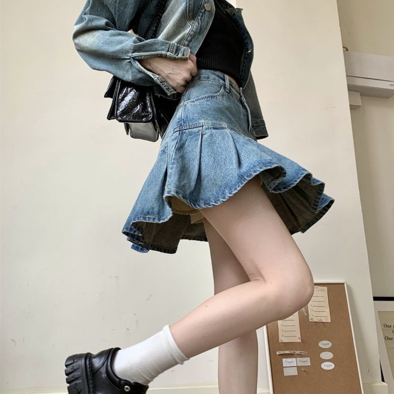デニムセットアップ コンパクトデニムフレアスカートセット