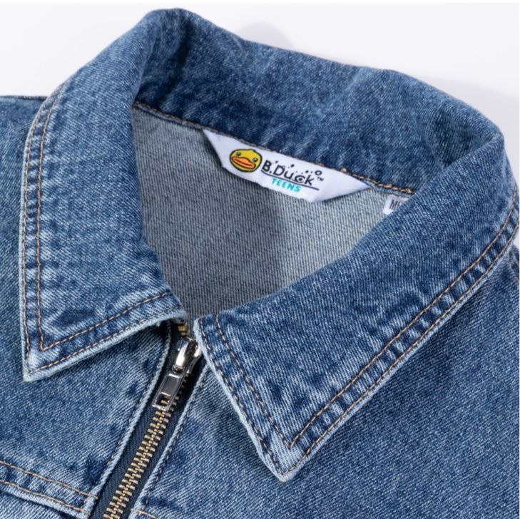 デニムセットアップ クロップドジャケット×切りっぱなしスカート