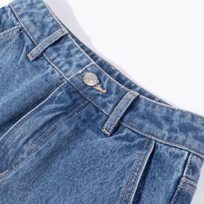 デニムセットアップ クロップドジャケット×切りっぱなしスカート