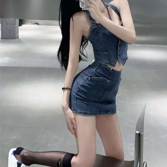 デニムセットアップ 美シルエット ビスチェミニセット