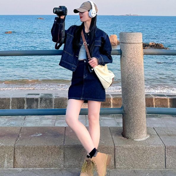 デニムセットアップ 海辺の休日ジャケット×ミニスカート
