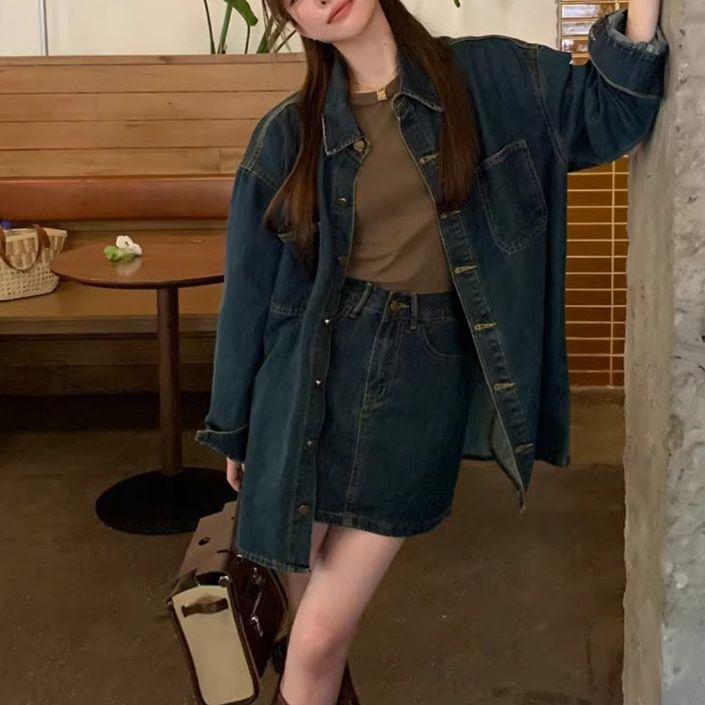 デニムセットアップ ゆったりシルエットデニムセットアップ