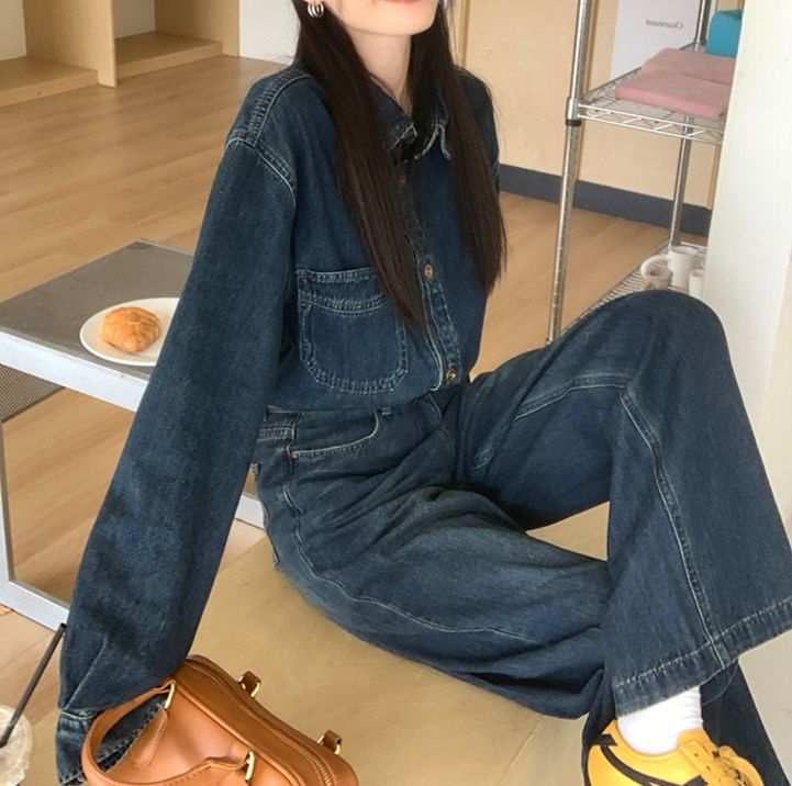 デニムセットアップ ゆったりクラシック デニムセットアップ