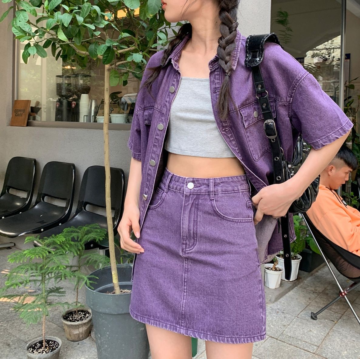 デニムセットアップ こなれ感デニムシャツスカートセット