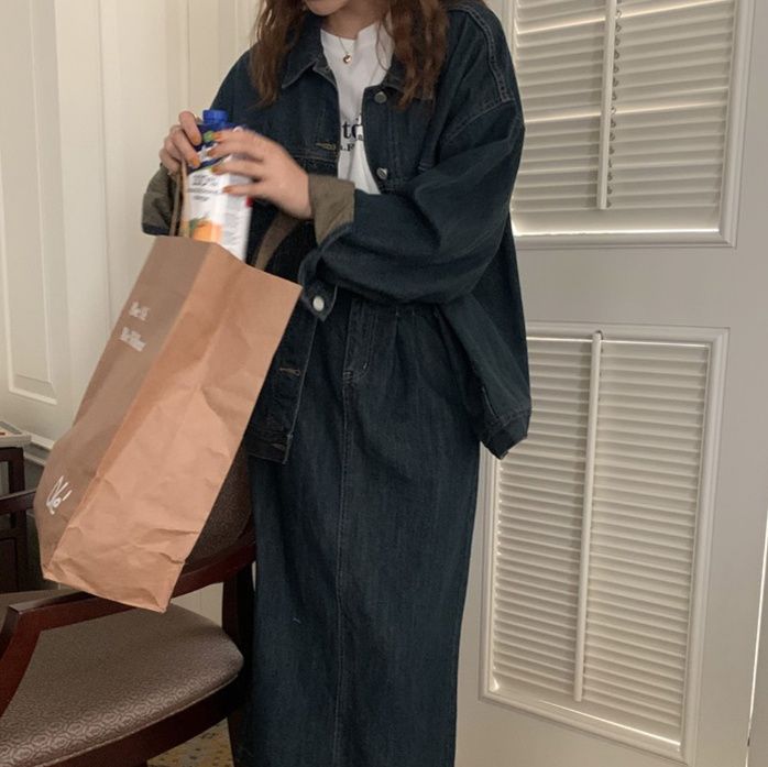 デニムセットアップ ゆったりシルエットデニムセットアップ
