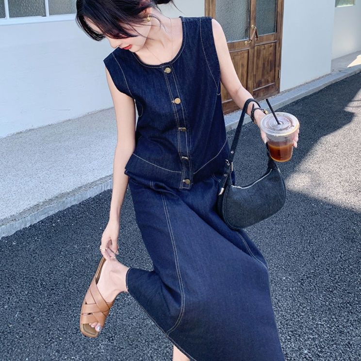 デニムセットアップ 日常彩る縫い目際立つセットアップ