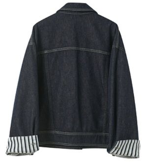 デニムセットアップ ストライプ裏地ジャケットミニスカートセット