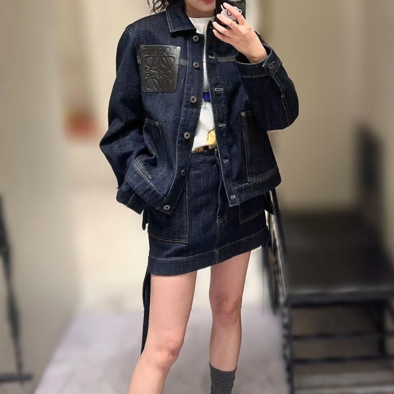 デニムセットアップ パッチ付きデニムセットアップ