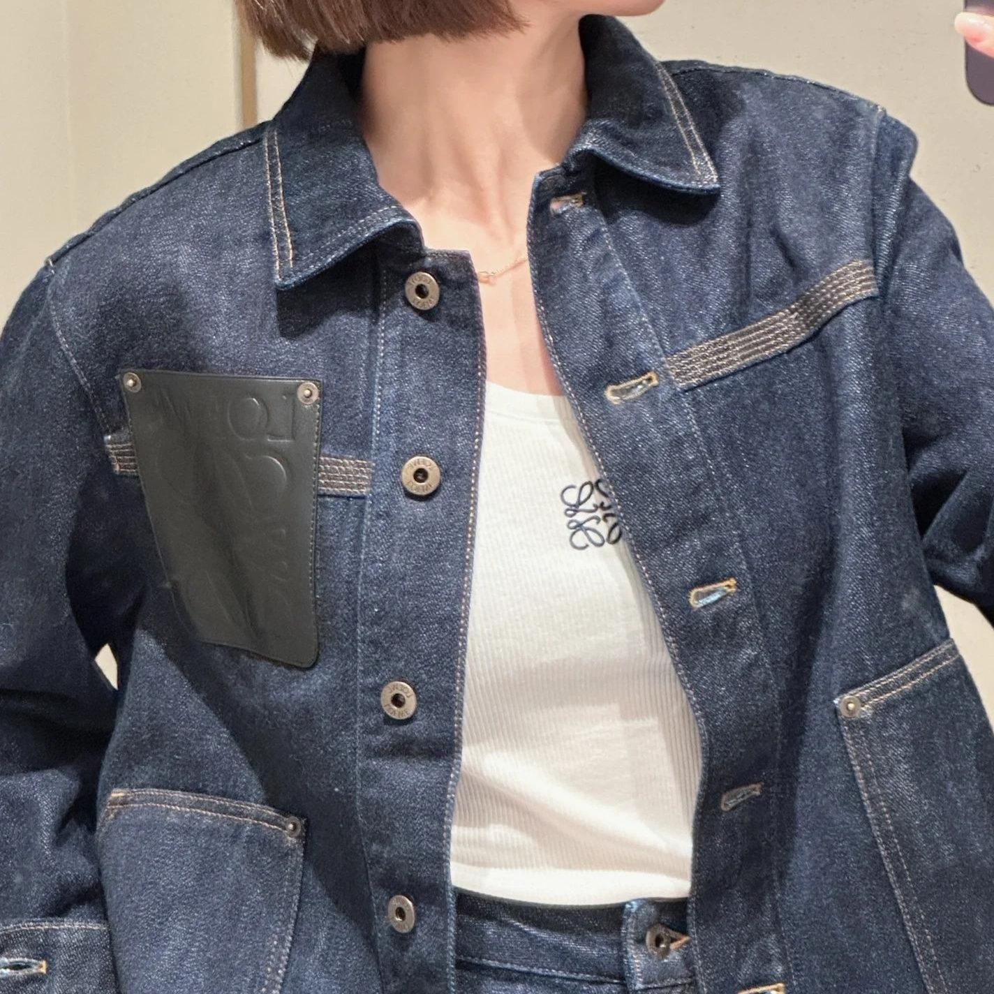 デニムセットアップ パッチ付きデニムセットアップ