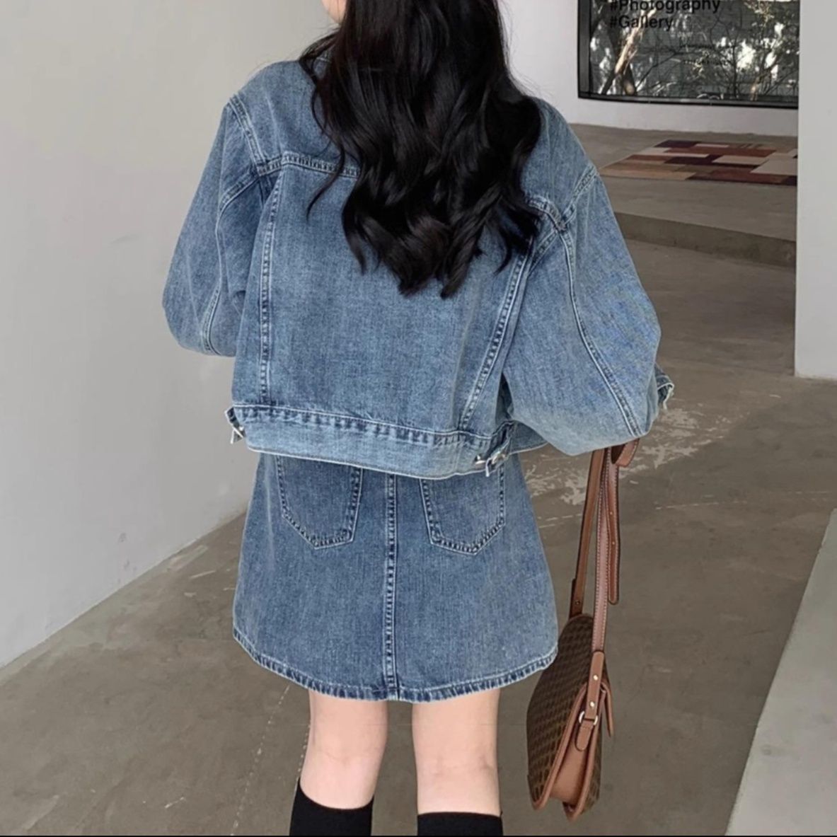 デニムセットアップ レトロ制服風デニムミニセット