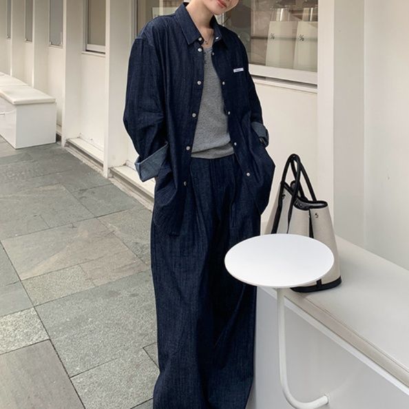 デニムセットアップ ゆったりシルエットデニムセットアップ