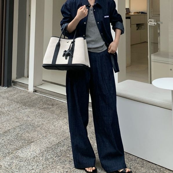 デニムセットアップ ゆったりシルエットデニムセットアップ