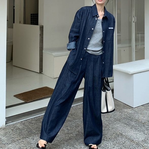 デニムセットアップ ゆったりシルエットデニムセットアップ