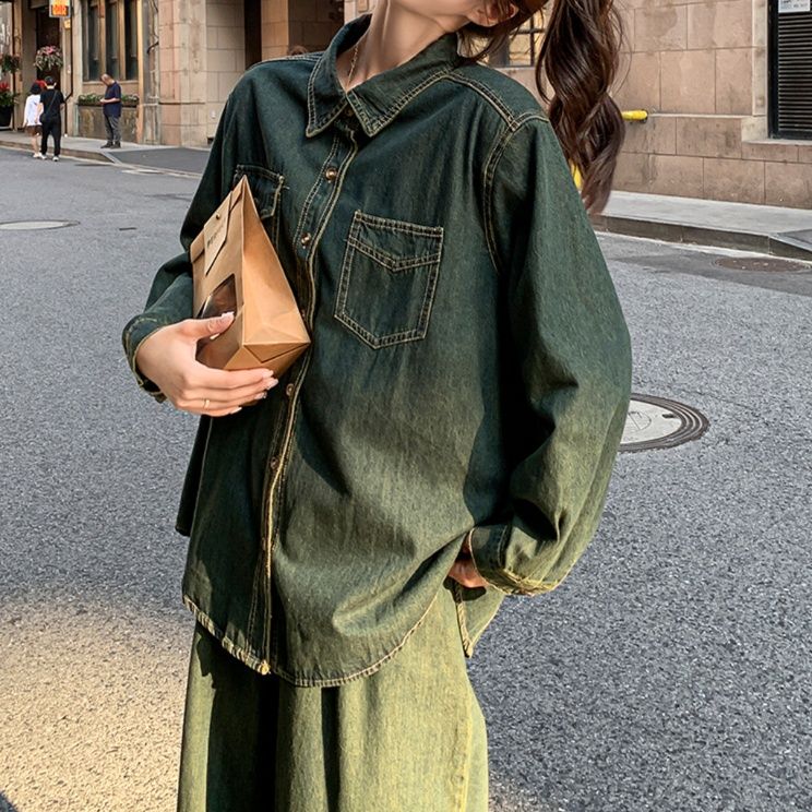 デニムセットアップ ゆったりシルエットデニム上下セット