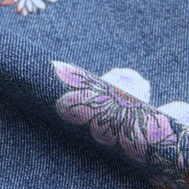 デニムセットアップ 花柄刺繍入りペプラムジャケット&ロングスカートセット