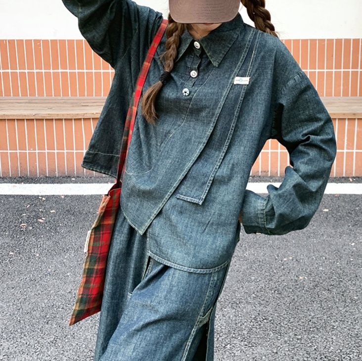 デニムセットアップ レトロデニムゆったりセットアップ