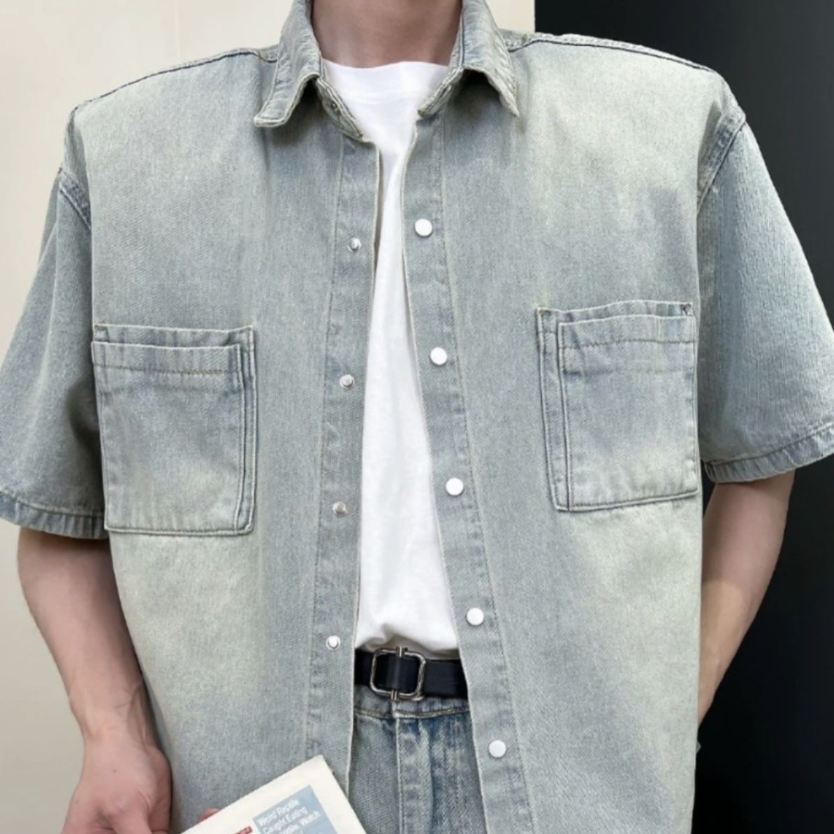 デニムセットアップ ゆったり大人の半袖デニムセットアップ