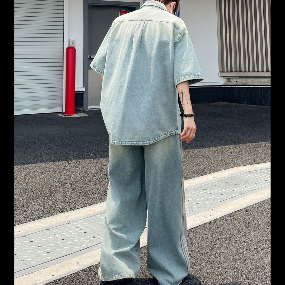 デニムセットアップ ゆったりワイドデニムセットアップ