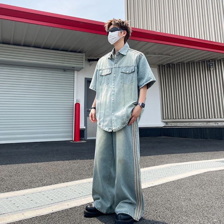 デニムセットアップ ゆったりワイドデニムセットアップ