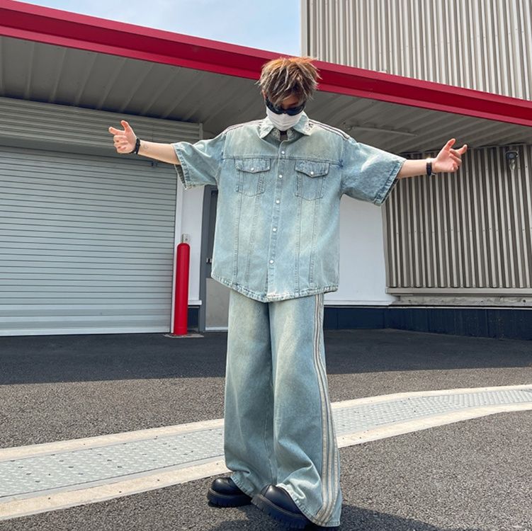 デニムセットアップ ゆったりワイドデニムセットアップ